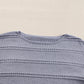 Boat Neck Drop Shoulder Pointelle Knit Sweater