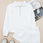 Ribbed Collar Drop Shoulder Sweatshirt and Shorts Set
