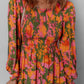 Floral Puff Sleeve Smocked Bodice Ruffled Long Dress