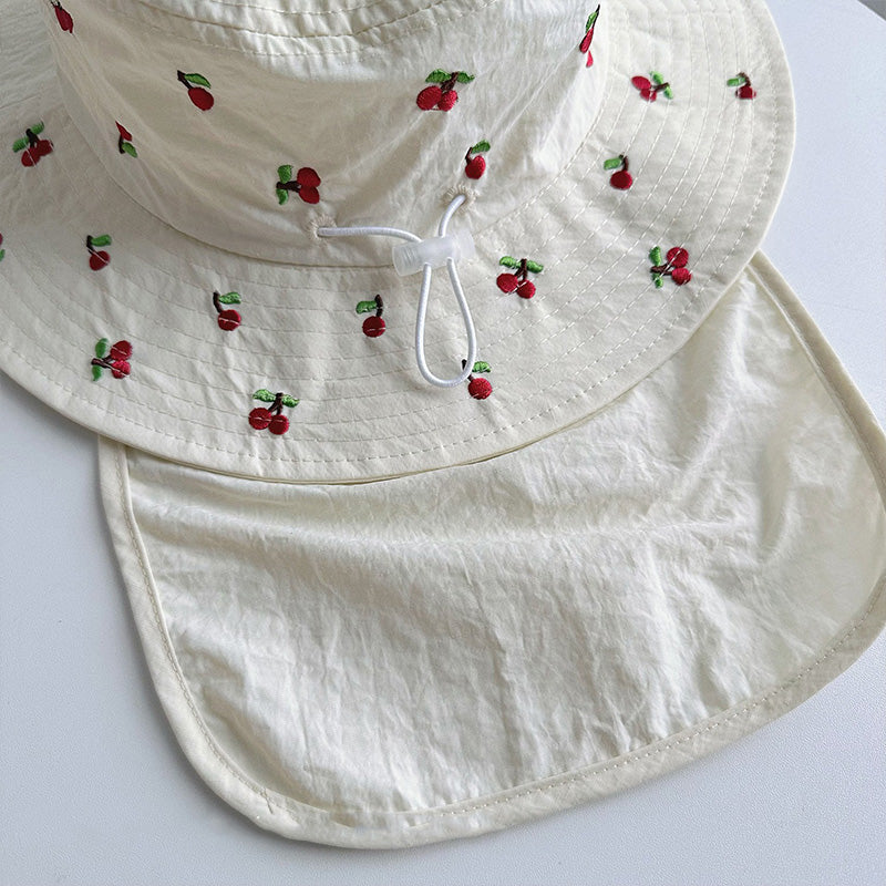 Children's Sun Protection Bucket Hat with Wide Brim and Neck Flap