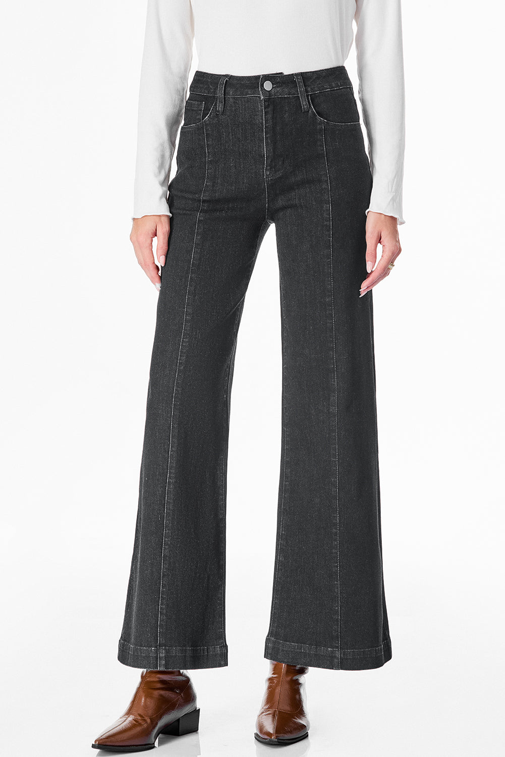 Plain Seam Detail Flared Bottom Ankle Length Jeans