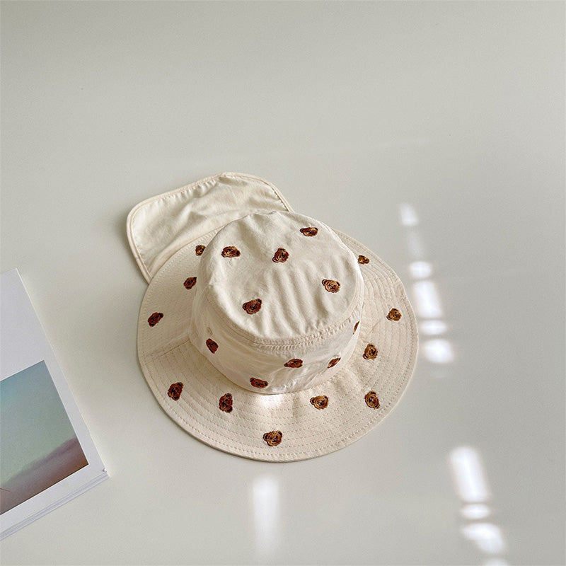 Children's Sun Protection Bucket Hat with Wide Brim and Neck Flap