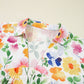 Floral Boxy Fit Ruffled Short Sleeve V Neck Blouse