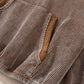 Zipper Kangaroo Pocket Corduroy Hoodie