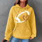 Football Print Hooded Waffle Sweatshirt