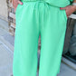 Plus Size Textured Batwing Sleeve Tee Wide Leg Pants Set