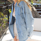 Solid Color Ripped Denim Jacket