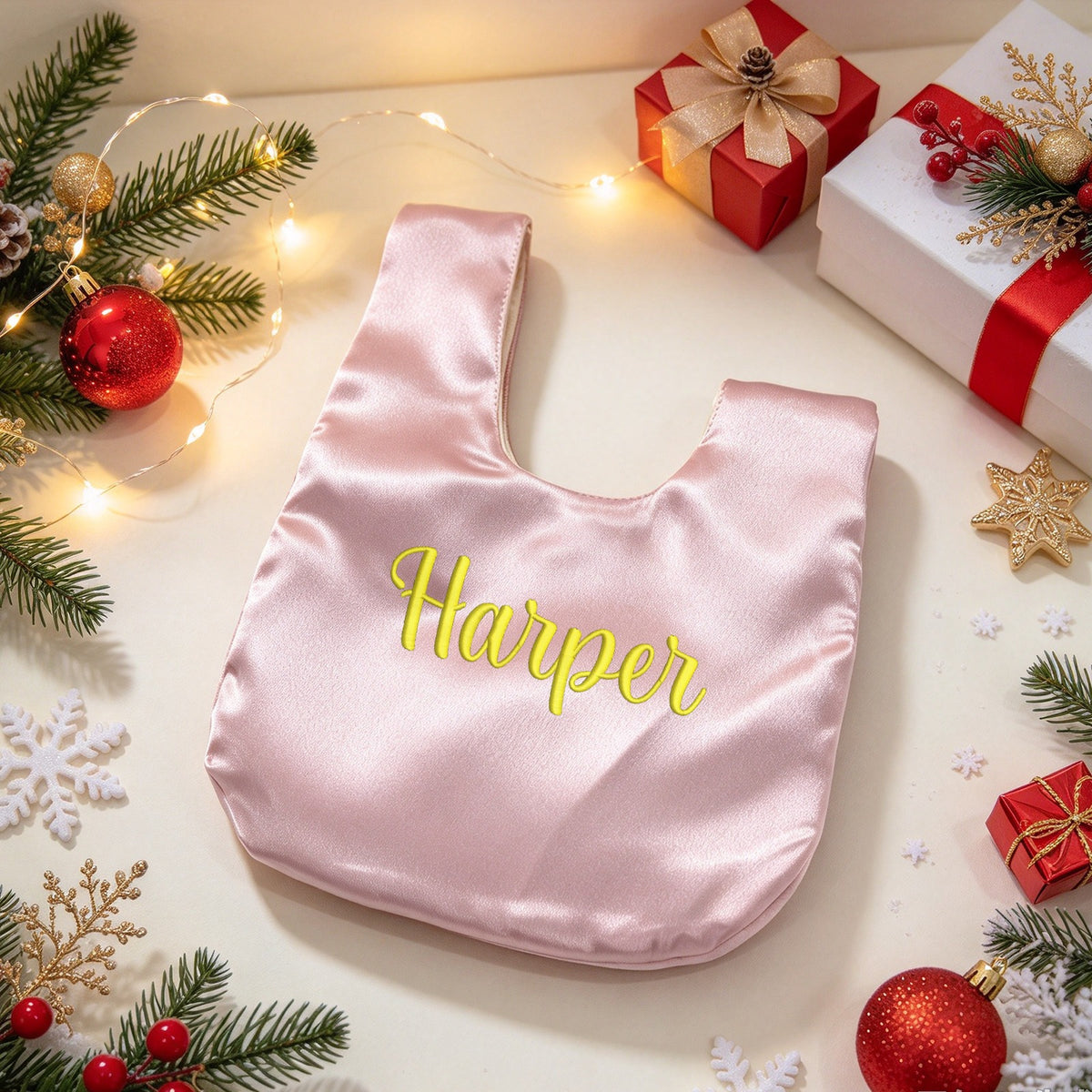 Custom Name Satin Wrist Bag