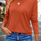 Asymmetric Seam Detail Solid Color Long Sleeve Top