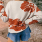 Bold Flower Pattern Wide Sleeve Baggy Sweater
