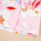 Contrast Floral Patchwork Notched Neck Flutter Sleeve Blouse