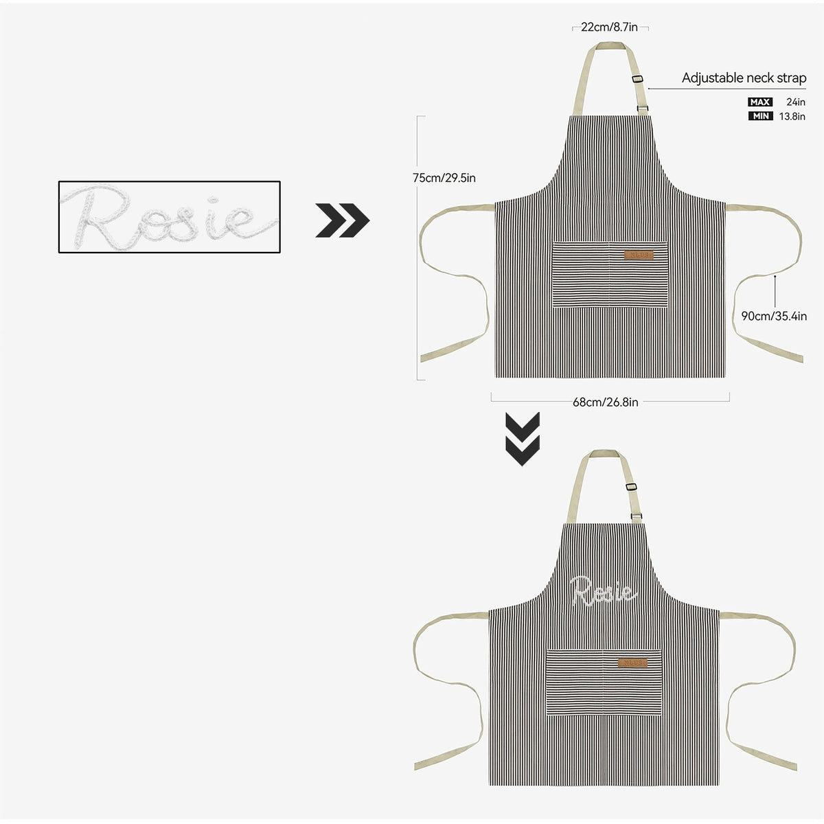 Custom Name Striped Kitchen Apron