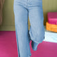 Acid Washed High Rise Cropped Wide Leg Jeans