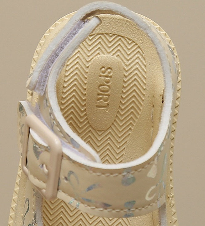 Children’s Glitter Ribbon Soft Soled Sandals