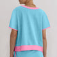 Colorblock Edge Short T Shirt and Skirt 2Pcs Set