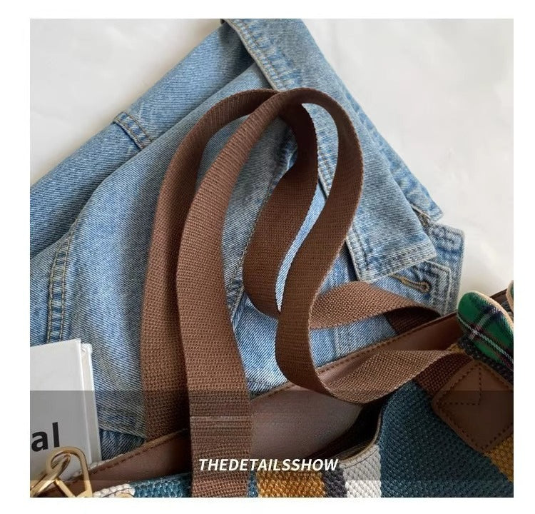 Canvas Striped Convertible Tote Bag