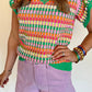 Multicolor Flutter Sleeve Knitted Sweater Top