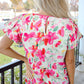 Floral Print Flutter Sleeve Round Neck Casual Blouse