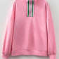 Striped Patchwork Zip Collar Pullover Sweatshirt
