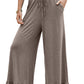 Ruffled Wide Leg Pull On High Waist Pants with Pockets