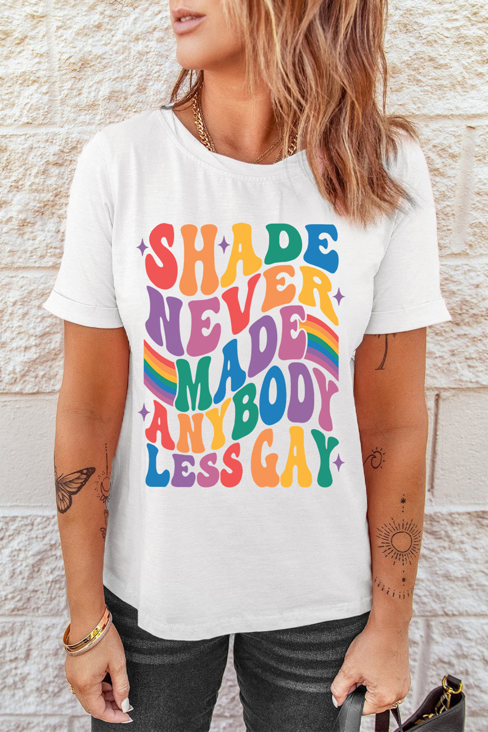 SHADE NEVER MADE ANYBODY LESS GAY Pride Graphic Tee
