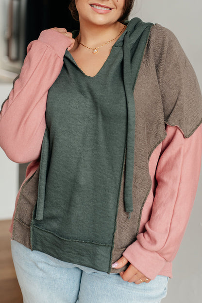 Plus Size Colorblock Patchwork Hoodie