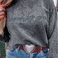 Letter Embroidery Mineral Wash Loose Sweatshirt