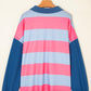 Stripe Colorblock Patchwork Zip up Plus Size Pullover