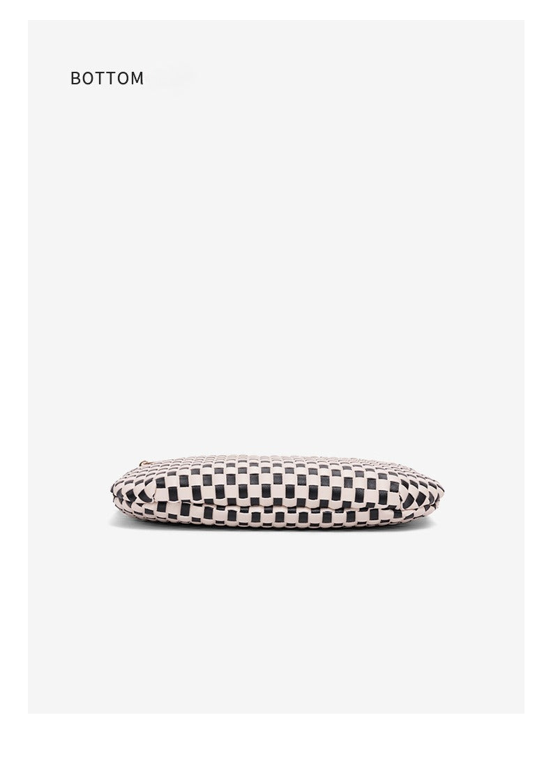 Checkered Woven Crossbody Fanny Pack