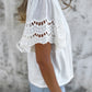 Hollow Out Embroidered Short Sleeve O Neck Top