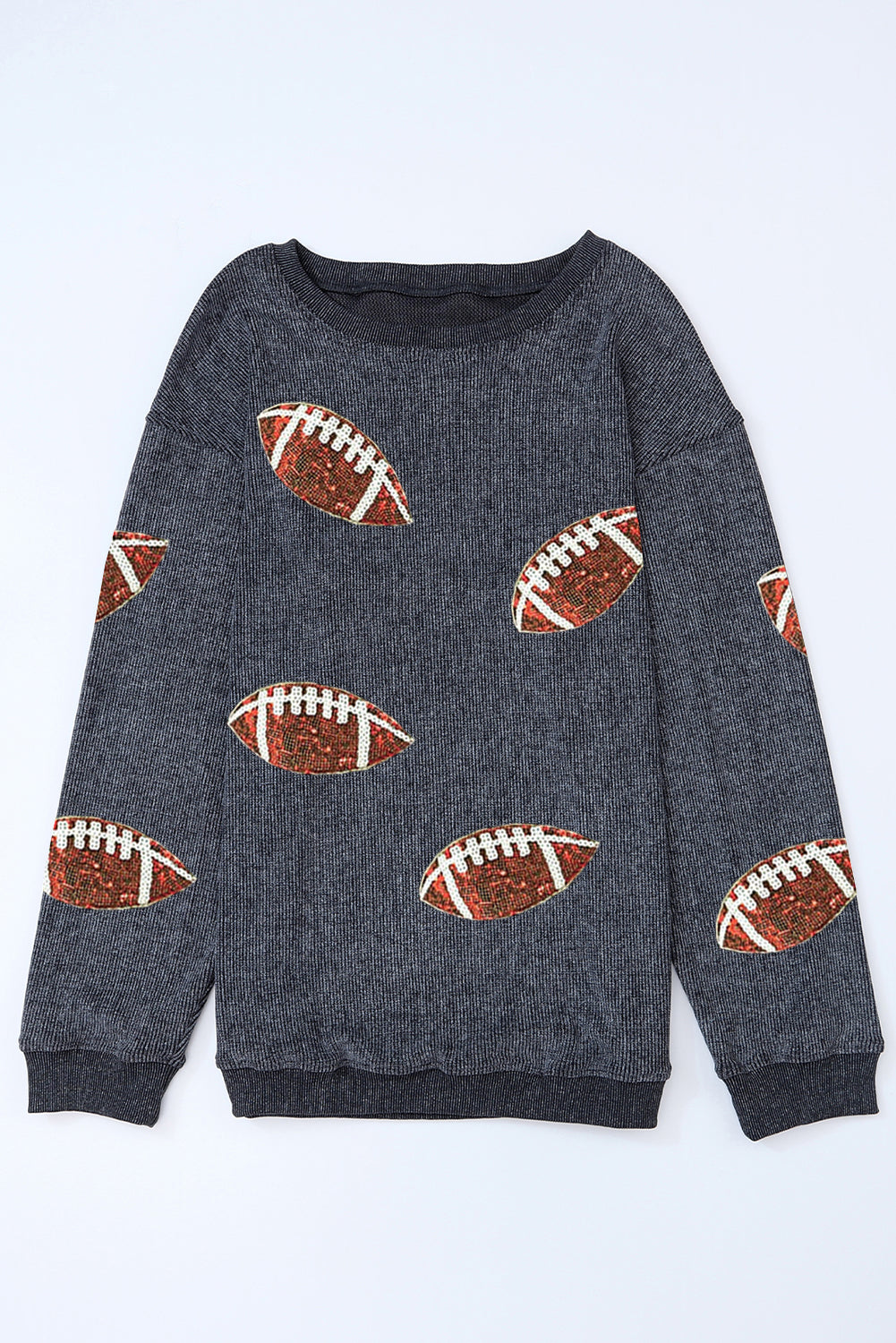 Sequin Rugby Graphic Corded Baggy Sweatshirt