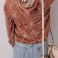 Floral Twisted Rib Drawstring Kangaroo Pocket Hoodie