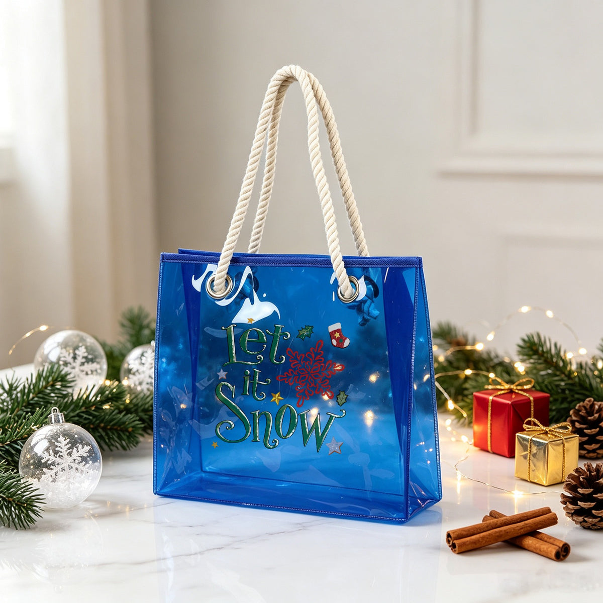Custom Name Clear Purple Beach Tote Bag