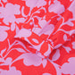 Red Floral Three Quarter Sleeves Ruffle Hem Mini Dress