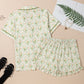 Floral Print Contrast Pipping Short Pajamas Set