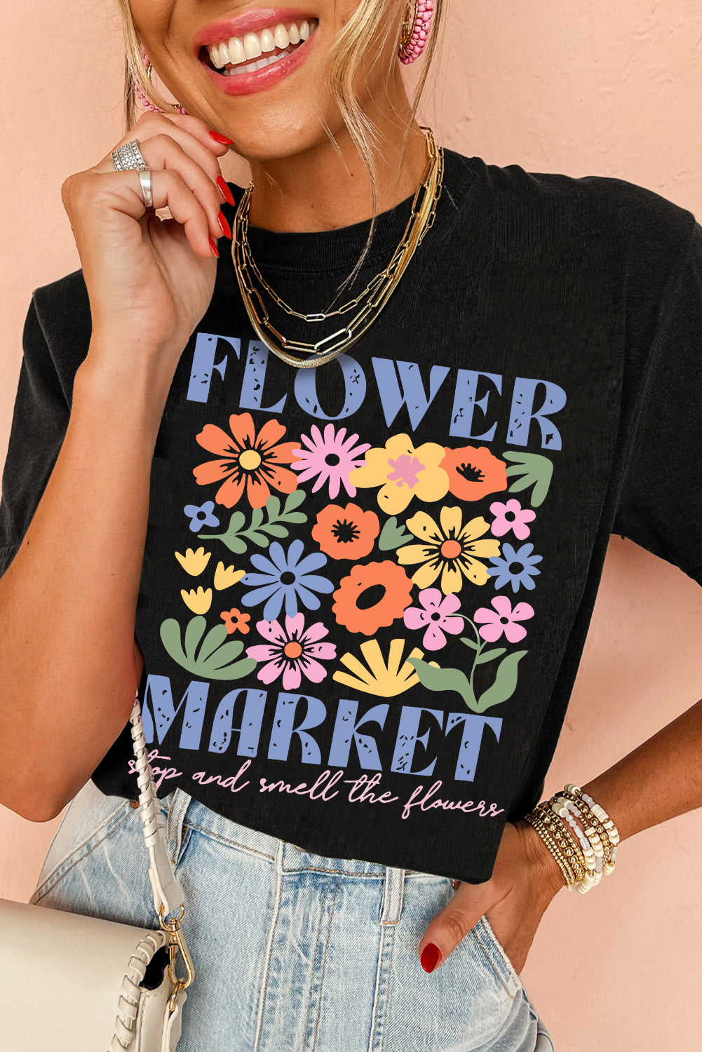 FLOWER MARKET Cotton Blend T Shirt