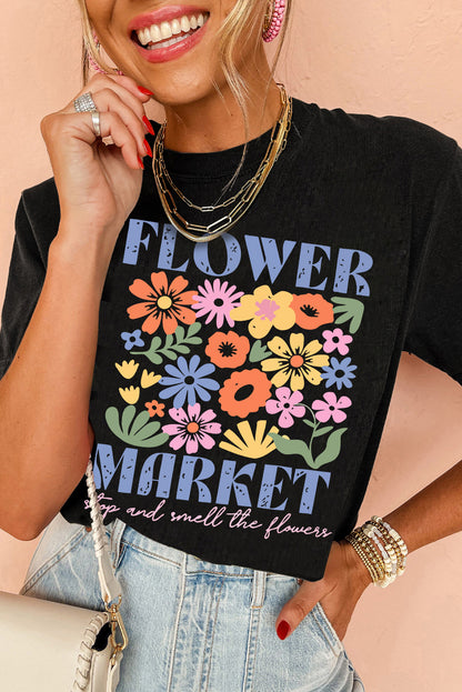 FLOWER MARKET Cotton Blend T Shirt