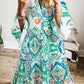 Tribal Print Bracelet Sleeve Buttoned Mini Dress