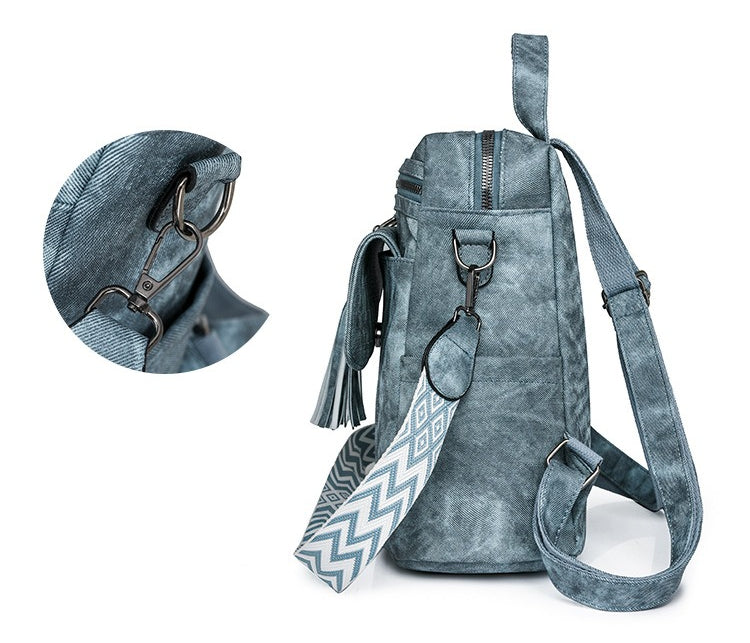 Retro Backpack Large Capacity Vegen Leather Travel Backpack