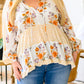 Plus Size Floral V Neck Blouse