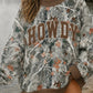 Gray Western Camo/Mallard Letter Print Baggy Pullover Sweatshirt