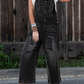 Distressed Pocket Wide Leg Denim Overall