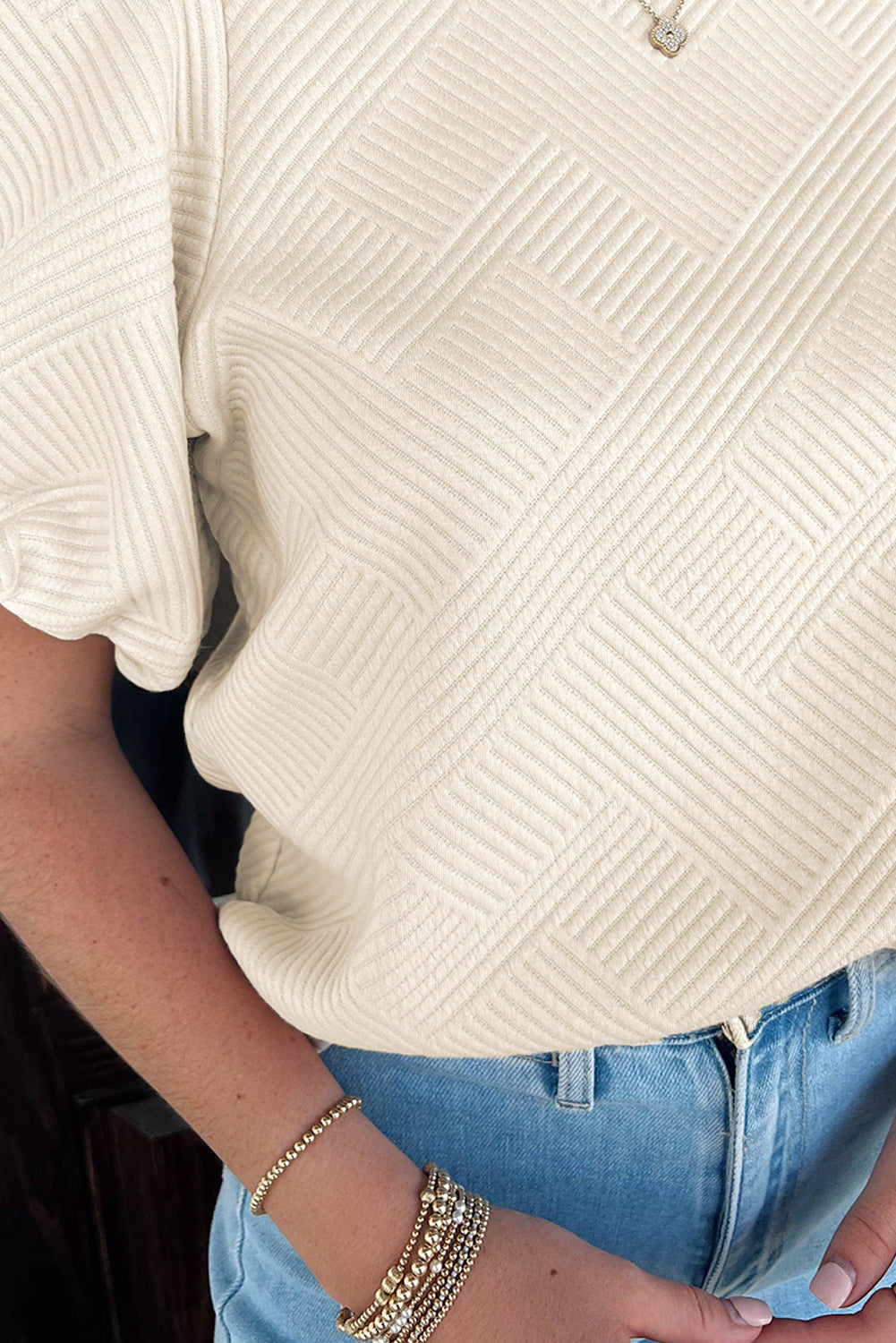 Textured Puff Sleeve T-shirt