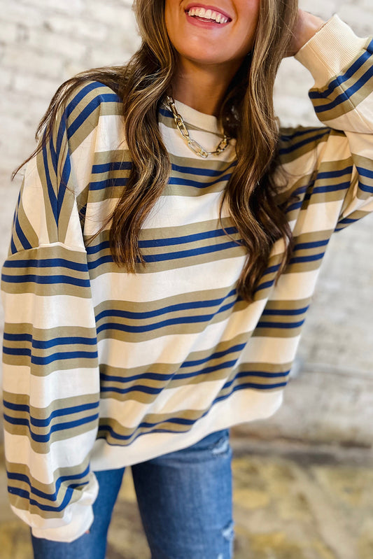 Crew Neck Drop Shoulder Pullover Sweatshirt