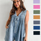 Washed Denim Pleated Romper