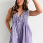 Washed Denim Pleated Romper