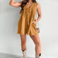 Washed Denim Pleated Romper