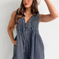 Washed Denim Pleated Romper