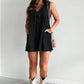 Washed Denim Pleated Romper