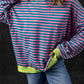 Oversized Contrast Trim Pullover Sweatshirt